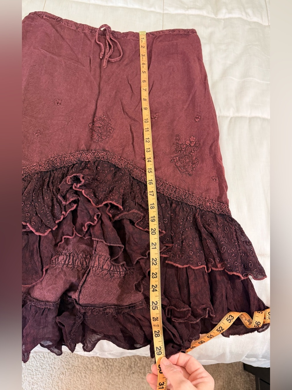 Vintage L.S.I 90’s brown tiered ruffle elastic waist high low fairy core grunge - Picture 9 of 10